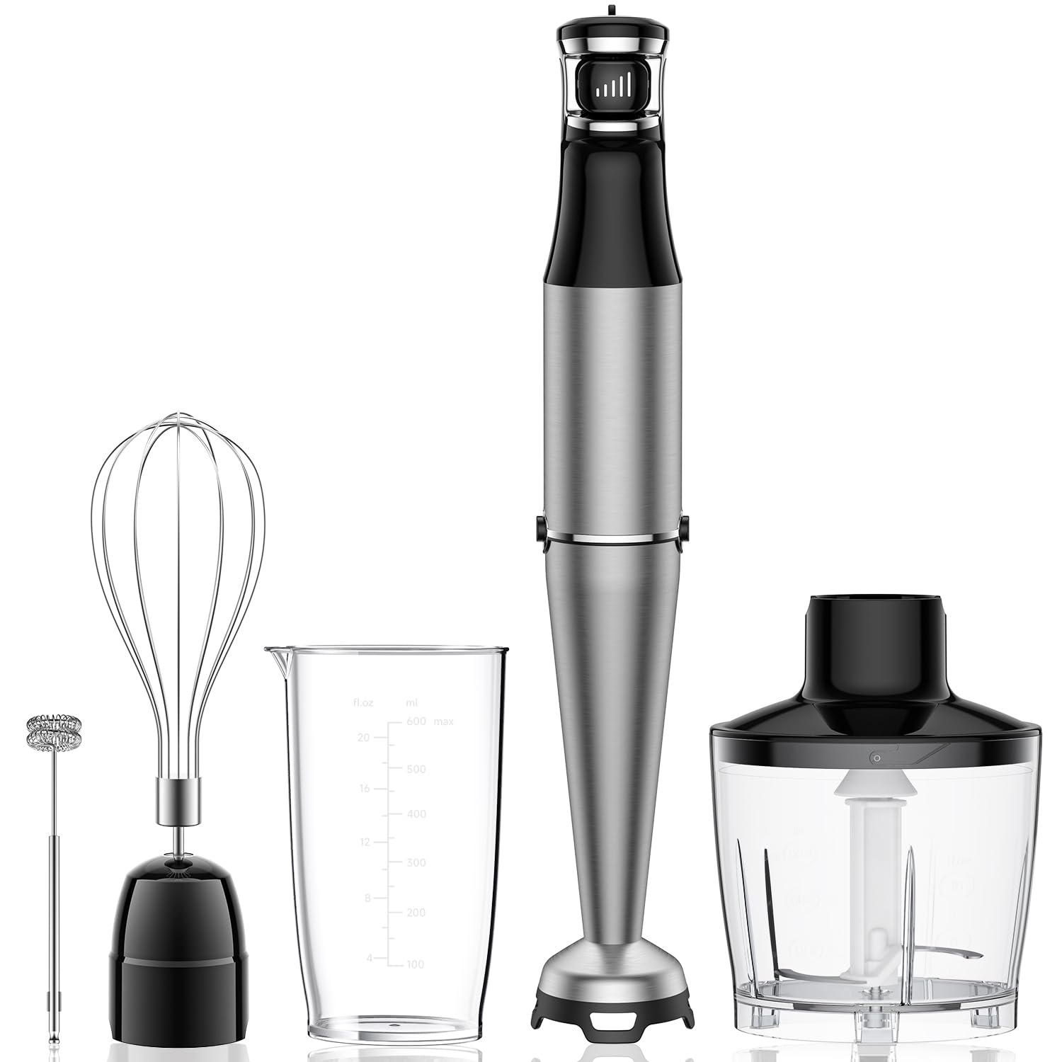 Immersion Blender Handheld 1100W 3 in 1 Corded Stick Hand Blenders for Kitchen with Trigger Speed Control, with Whisk, Milk Frother Attachemnts, Perfect Emulsifier for Soup, Smoothie, Puree