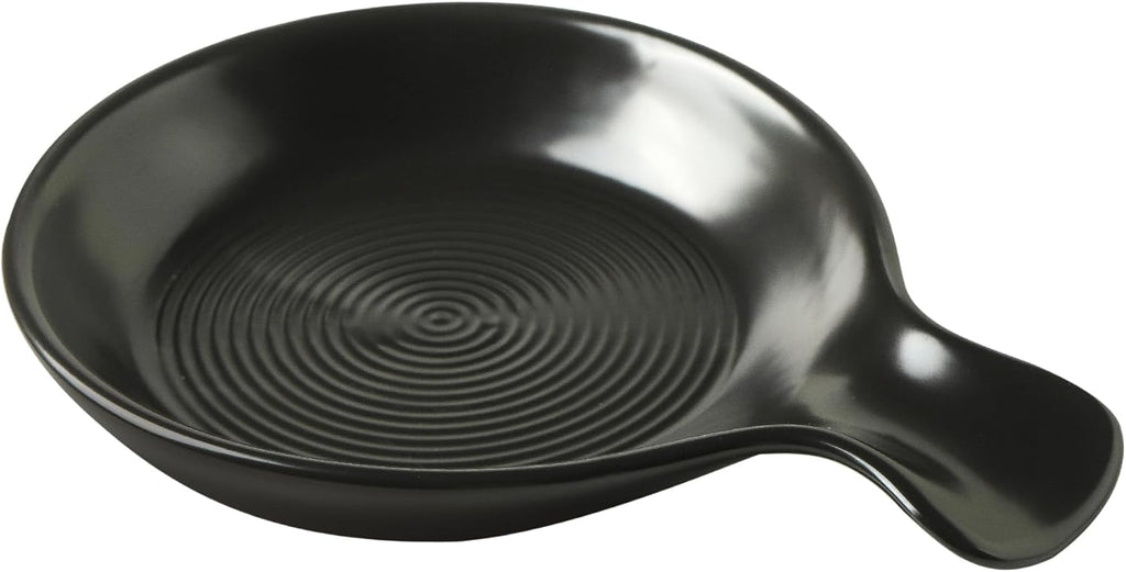 Spoon Rest for Stove Top, Ceramic Spoon Holder for Kitchen Counter, Cooking Utensil Holder for Spoon Ladle Spatula, Matte Black