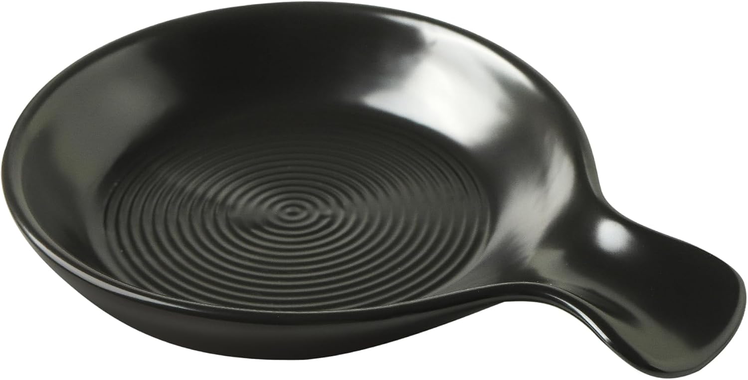 Spoon Rest for Stove Top, Ceramic Spoon Holder for Kitchen Counter, Cooking Utensil Holder for Spoon Ladle Spatula, Matte Black