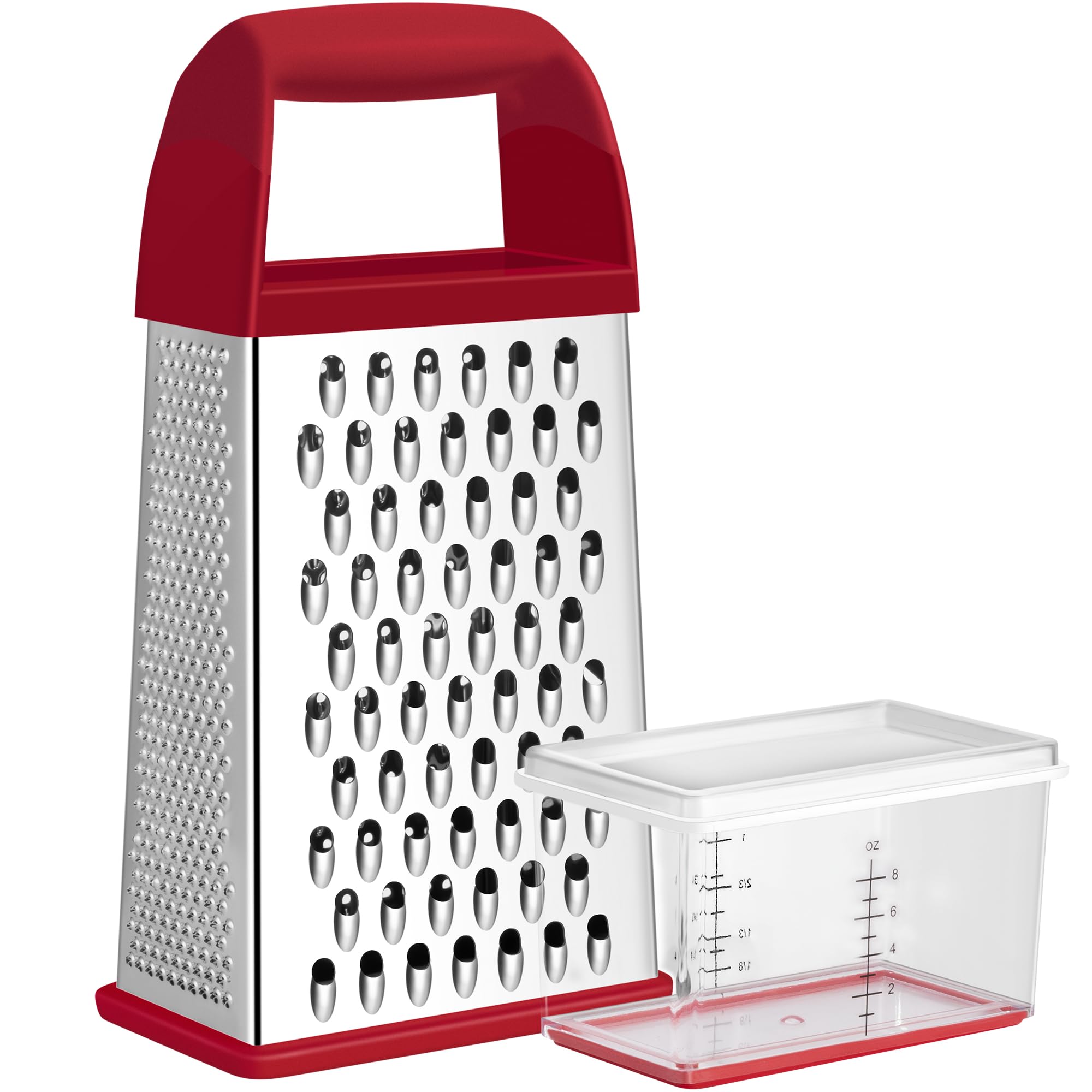 Urbanstrive Cheese Grater With Container Box Grater Stainless Steel Graters for Kitchen Cheese Shredder Parmesan Shredder Kitchen Gadgets Kitchen Tools Kitchen Gifts for Chef Dishwasher Safe Zester