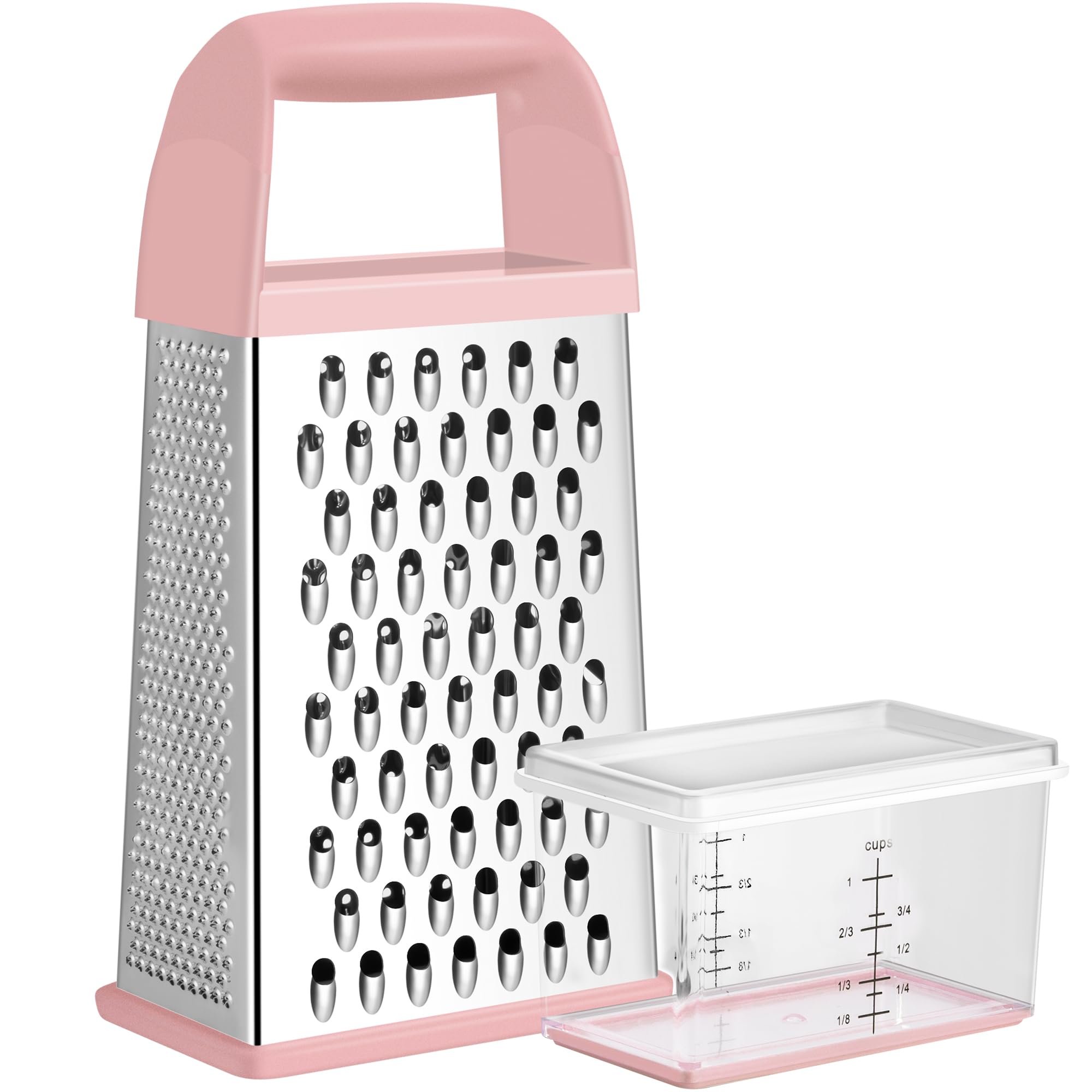 Urbanstrive Cheese Grater With Container Box Grater Stainless Steel Graters for Kitchen Cheese Shredder Parmesan Shredder Kitchen Gadgets Kitchen Tools Kitchen Gifts for Chef Dishwasher Safe Zester