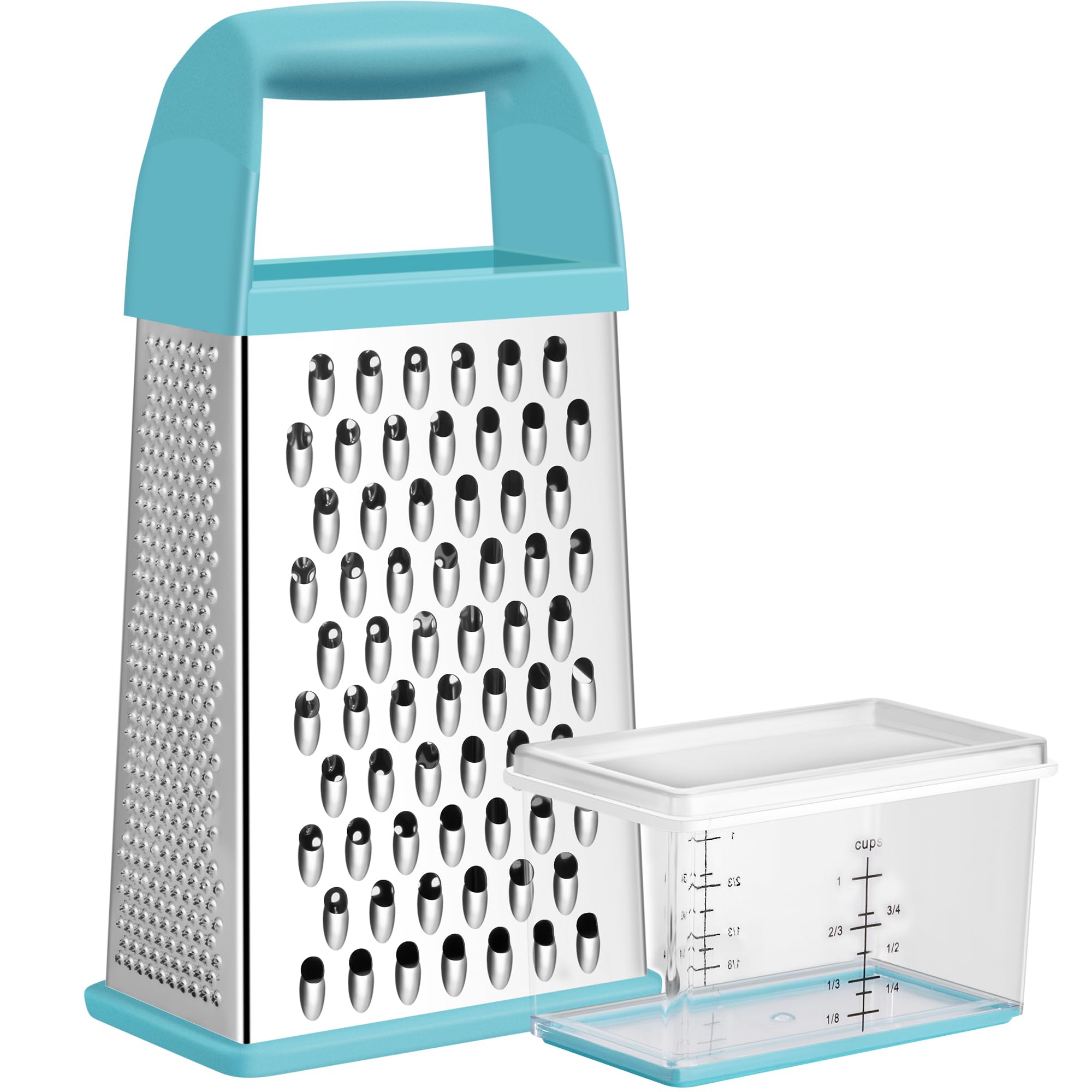 Urbanstrive Cheese Grater With Container Box Grater Stainless Steel Graters for Kitchen Cheese Shredder Parmesan Shredder Kitchen Gadgets Kitchen Tools Kitchen Gifts for Chef Dishwasher Safe Zester