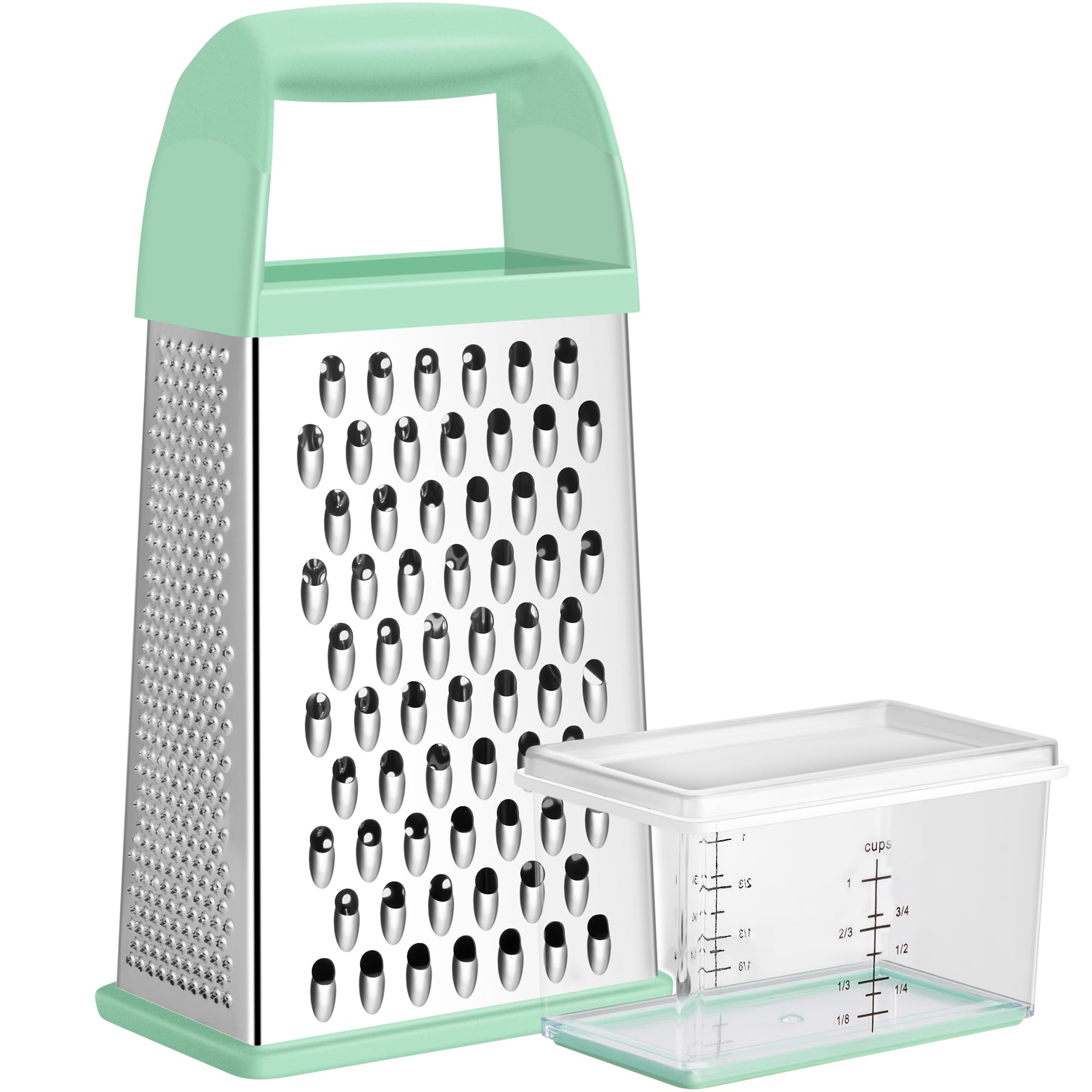 Urbanstrive Cheese Grater With Container Box Grater Stainless Steel Graters for Kitchen Cheese Shredder Parmesan Shredder Kitchen Gadgets Kitchen Tools Kitchen Gifts for Chef Dishwasher Safe Zester