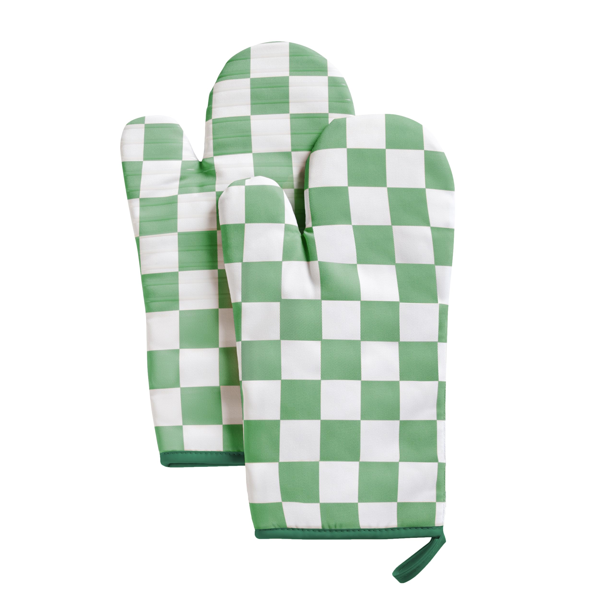 Beige Checkered Oven Mitts Heat Resistant, Vintage Retro Checkerboard Cute Oven Mitts, Non-Slip Silicone Kitchen Oven Gloves 1 Pair 7''x13''